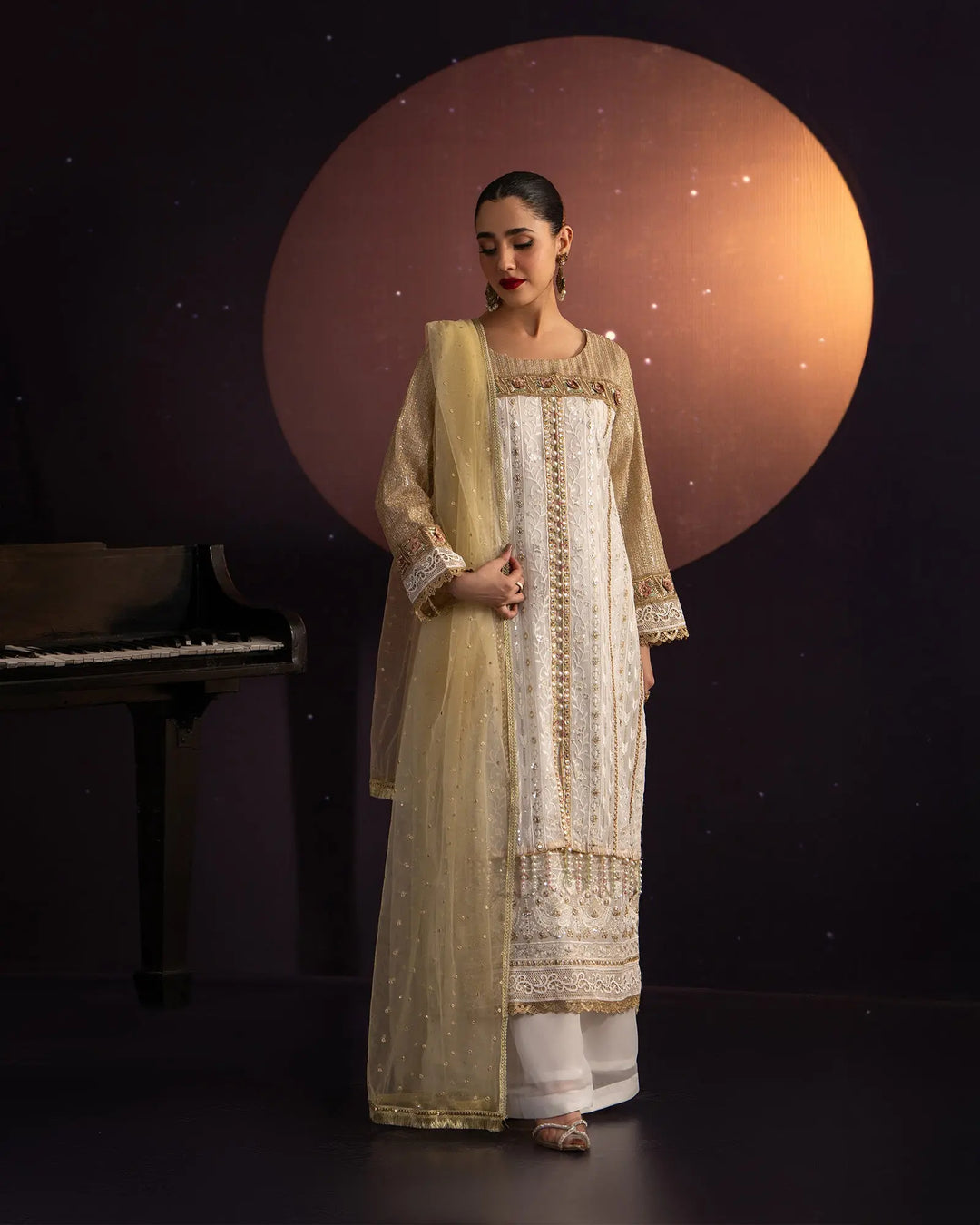 3-Piece Ready-to-Wear Chiffon Suit | 37007-HM-CF - Sha Posh Textile