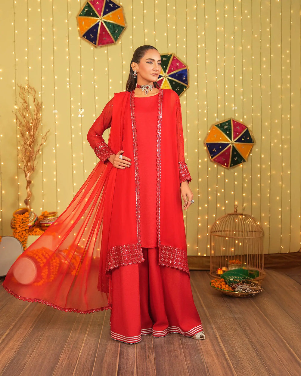 3-Piece Ready-to-Wear Chiffon Suit | 9729-IG-CF - Sha Posh Textile