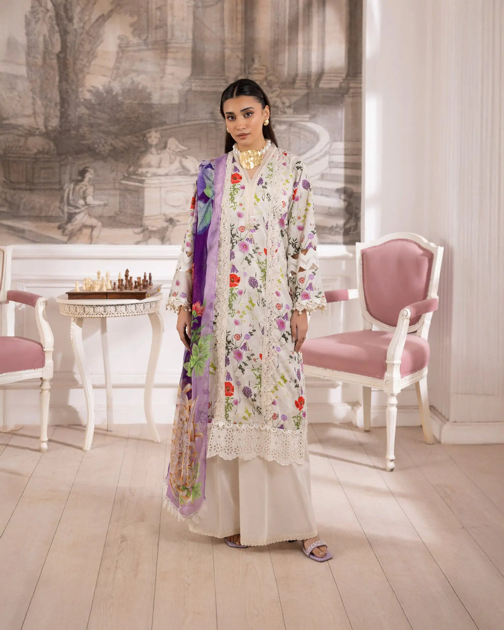 3-Piece Ready-to-Wear Cotton Printed Suit | 17209-IG-CT - Sha Posh Textile