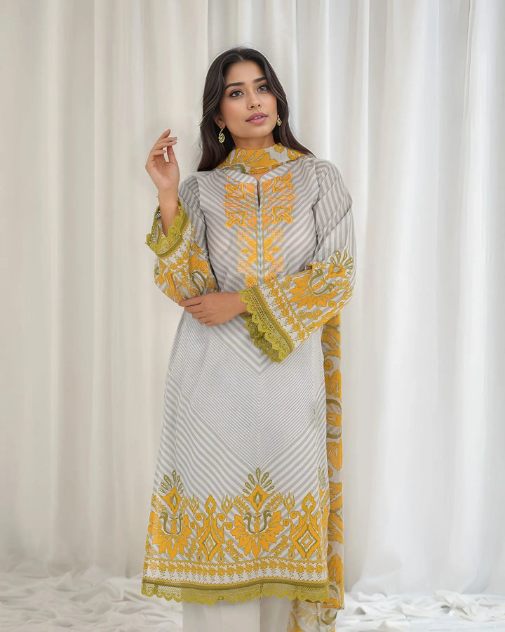3-Piece Ready-to-Wear Cotton Suit | 17294-IG-CT - Sha Posh Textile