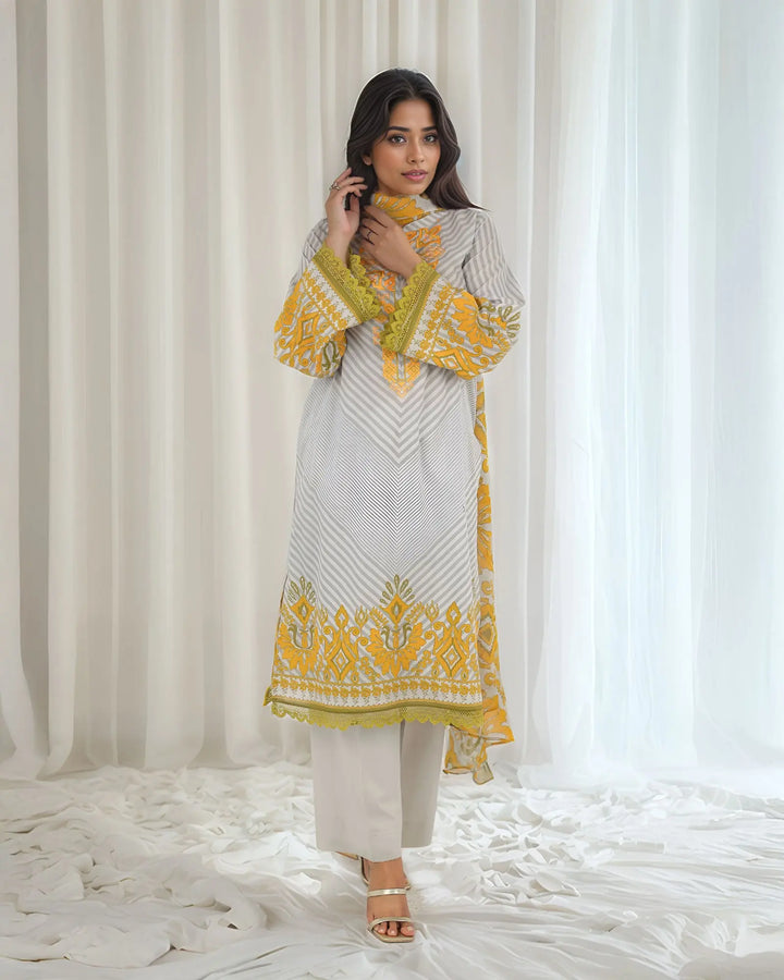 3-Piece Ready-to-Wear Cotton Suit | 17294-IG-CT - Sha Posh Textile
