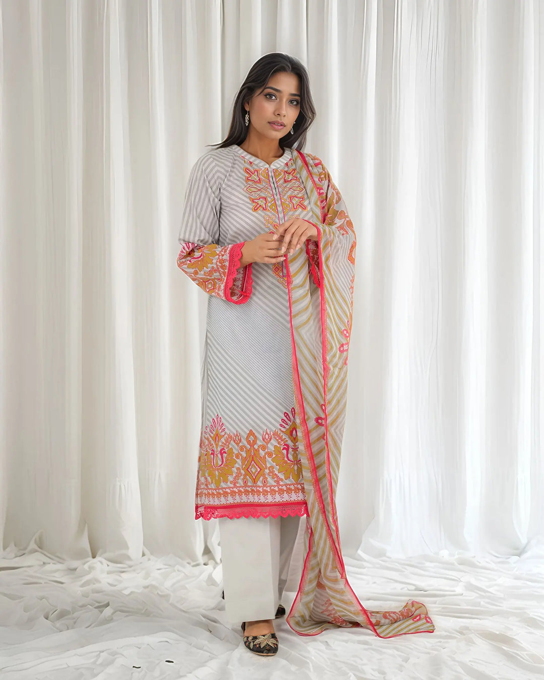 3-Piece Ready-to-Wear Cotton Suit | 17294-IG-CT - Sha Posh Textile