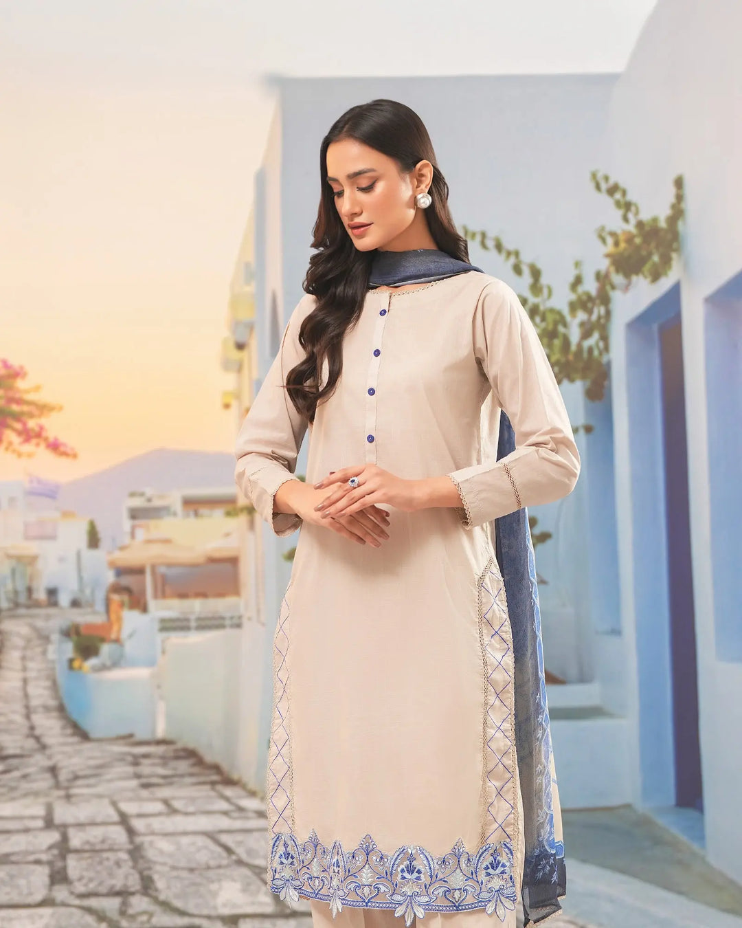 3 Piece Ready-to-Wear Cross Slub Cotton Suit | 4072-SJ-C.S.CT Sha Posh Textile