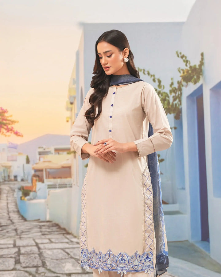3 Piece Ready-to-Wear Cross Slub Cotton Suit | 4072-SJ-C.S.CT Sha Posh Textile