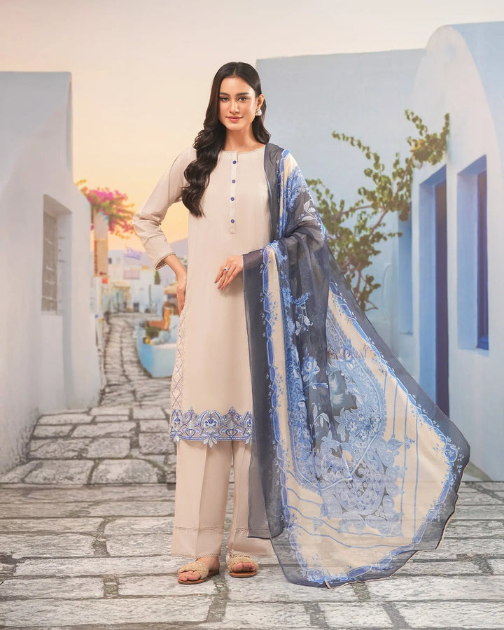 3 Piece Ready-to-Wear Cross Slub Cotton Suit | 4072-SJ-C.S.CT Sha Posh Textile