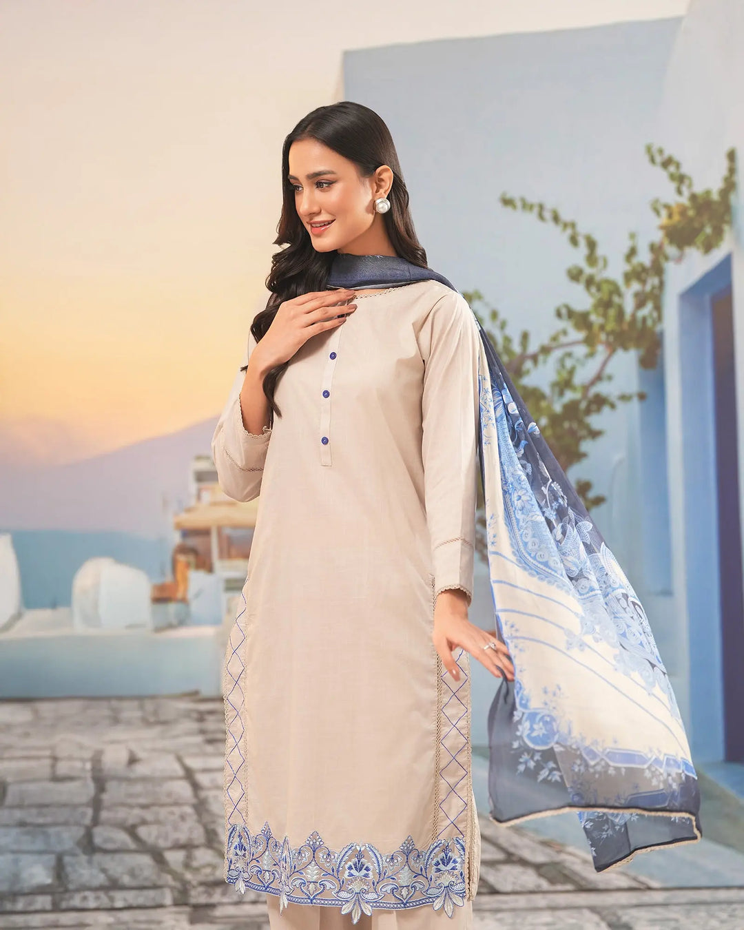 3 Piece Ready-to-Wear Cross Slub Cotton Suit | 4072-SJ-C.S.CT Sha Posh Textile