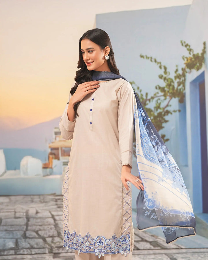 3 Piece Ready-to-Wear Cross Slub Cotton Suit | 4072-SJ-C.S.CT Sha Posh Textile