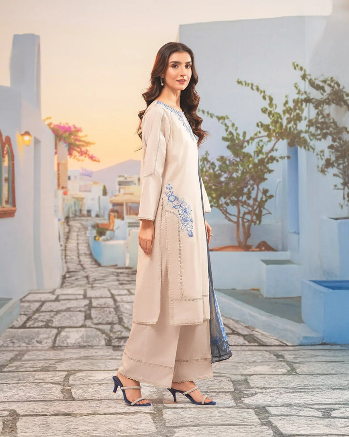 3 Piece Ready-to-Wear Cross Slub Cotton Suit | 4073-SJ-C.S.CT - Sha Posh Textile