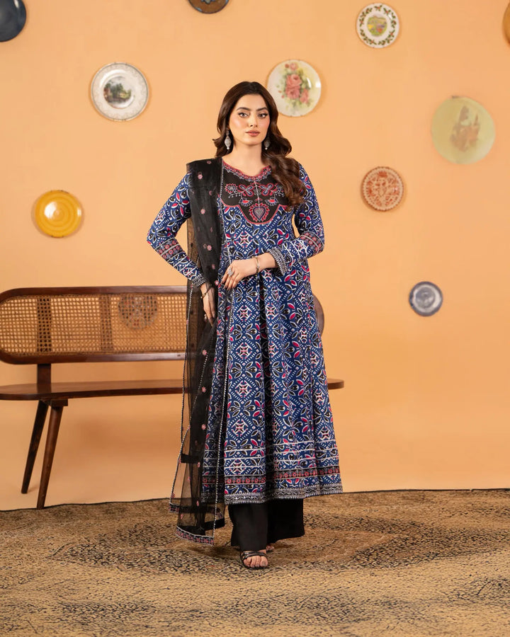3-Piece Ready-to-Wear Dull Raw Silk Frock | 17239-IG-D.RWS - Sha Posh Textile