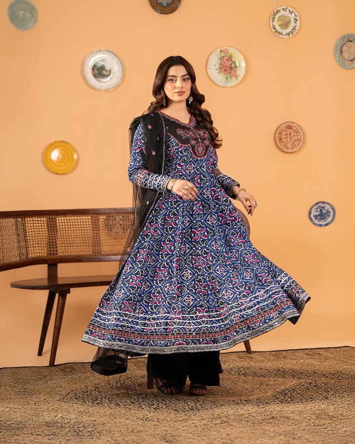 3-Piece Ready-to-Wear Dull Raw Silk Frock | 17239-IG-D.RWS - Sha Posh Textile