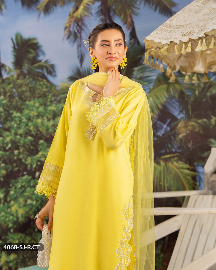 3 Piece Ready-to-Wear Jacquard Cotton Suit | 4068-SJ-J.CT - Sha Posh Textile