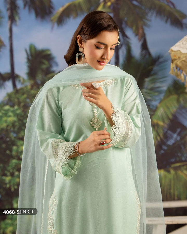 3 Piece Ready-to-Wear Jacquard Cotton Suit | 4068-SJ-J.CT - Sha Posh Textile