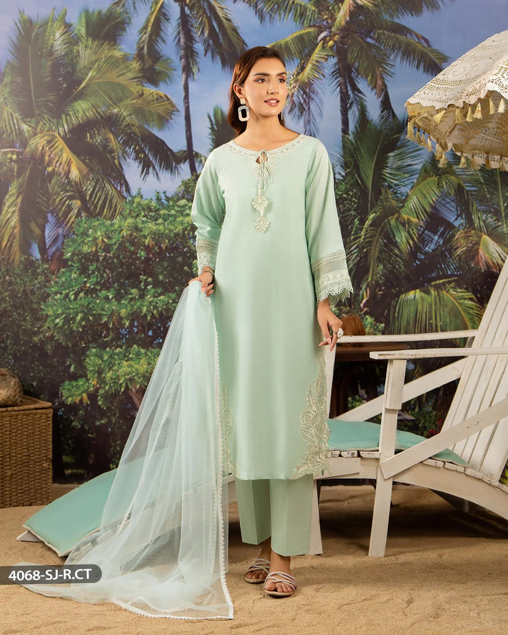 3 Piece Ready-to-Wear Jacquard Cotton Suit | 4068-SJ-J.CT - Sha Posh Textile