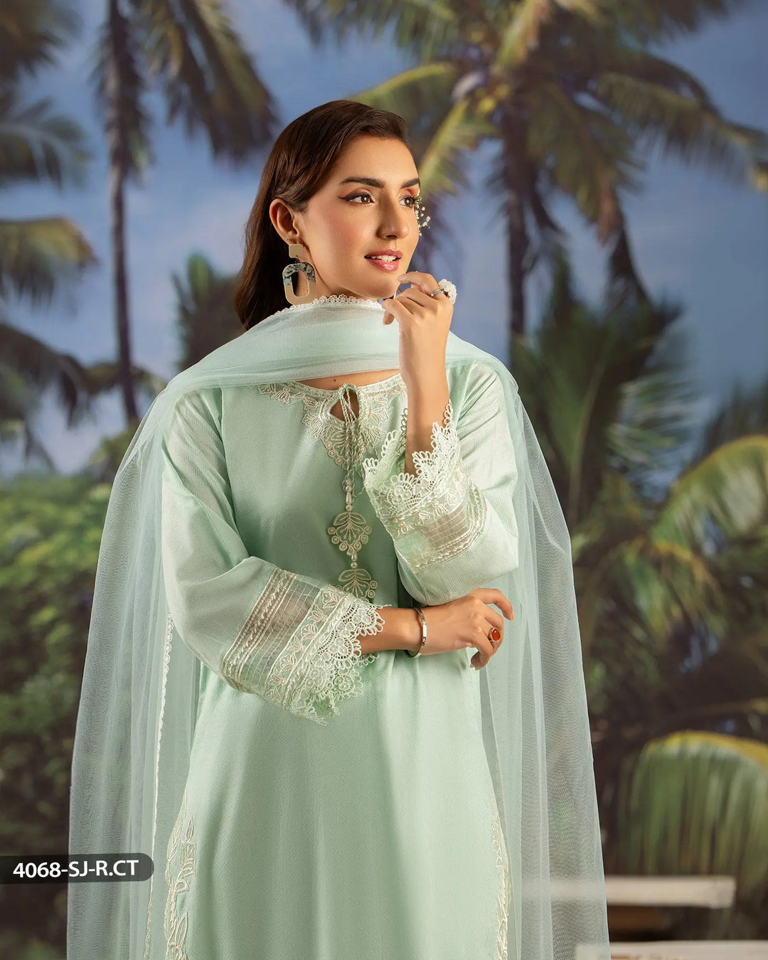 3 Piece Ready-to-Wear Jacquard Cotton Suit | 4068-SJ-J.CT - Sha Posh Textile