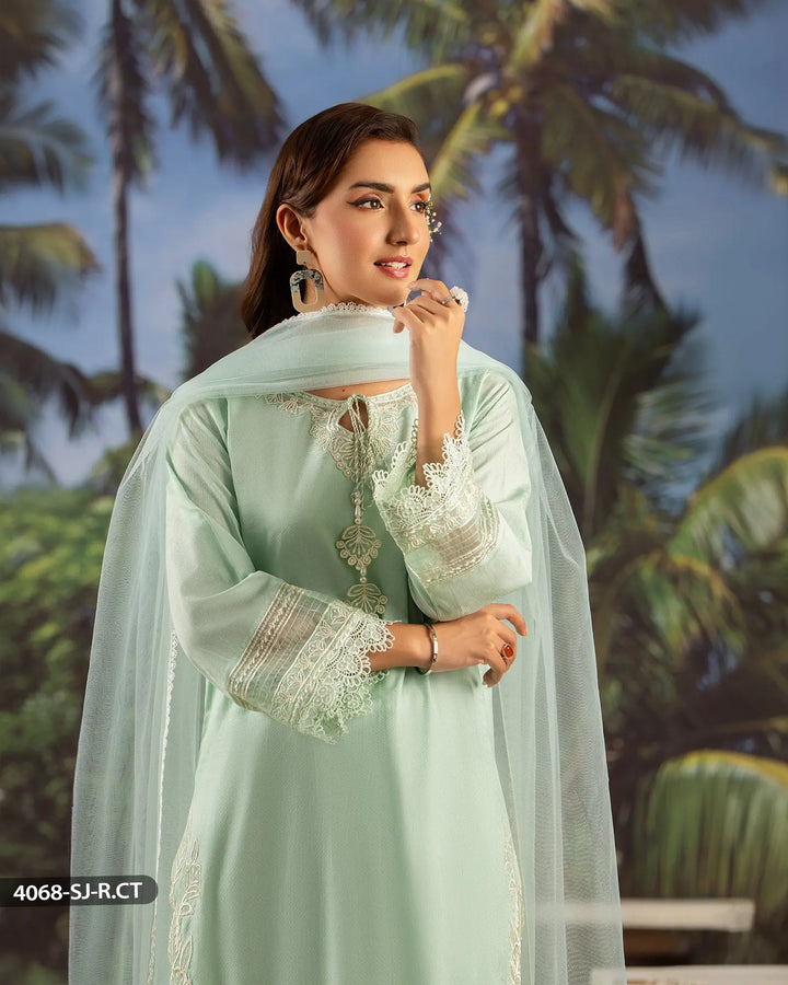 3 Piece Ready-to-Wear Jacquard Cotton Suit | 4068-SJ-J.CT - Sha Posh Textile