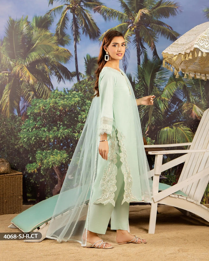 3 Piece Ready-to-Wear Jacquard Cotton Suit | 4068-SJ-J.CT - Sha Posh Textile