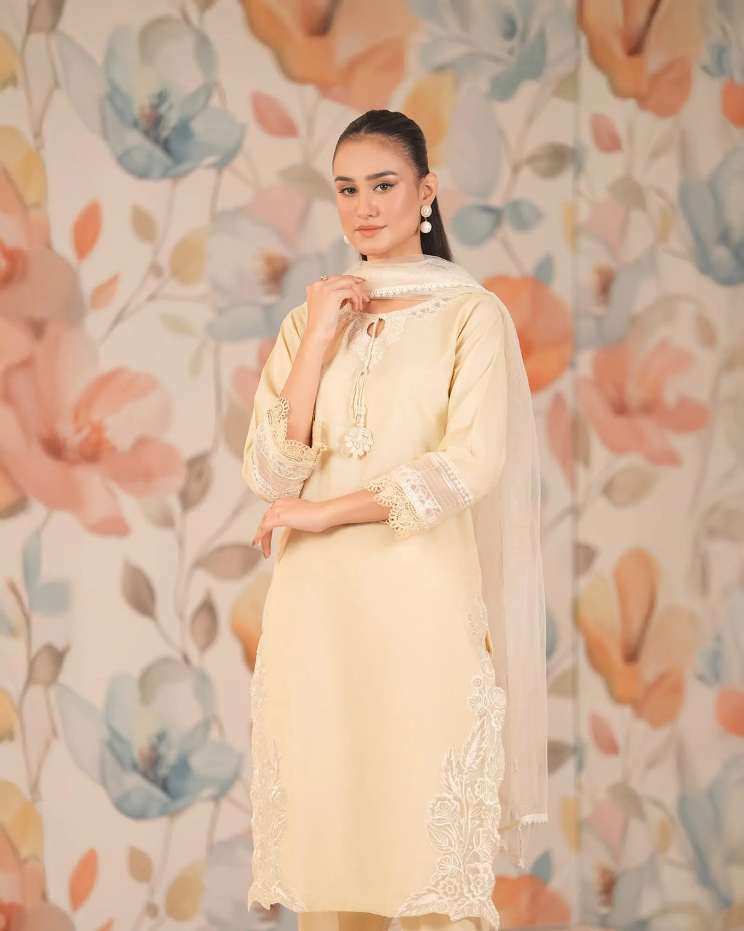 3 Piece Ready-to-Wear Jacquard Cotton Suit | 4068-SJ-J.CT - Sha Posh Textile