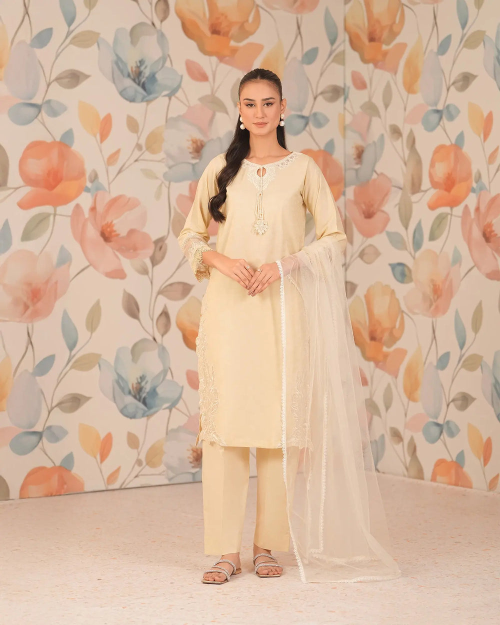 3 Piece Ready-to-Wear Jacquard Cotton Suit | 4068-SJ-J.CT - Sha Posh Textile