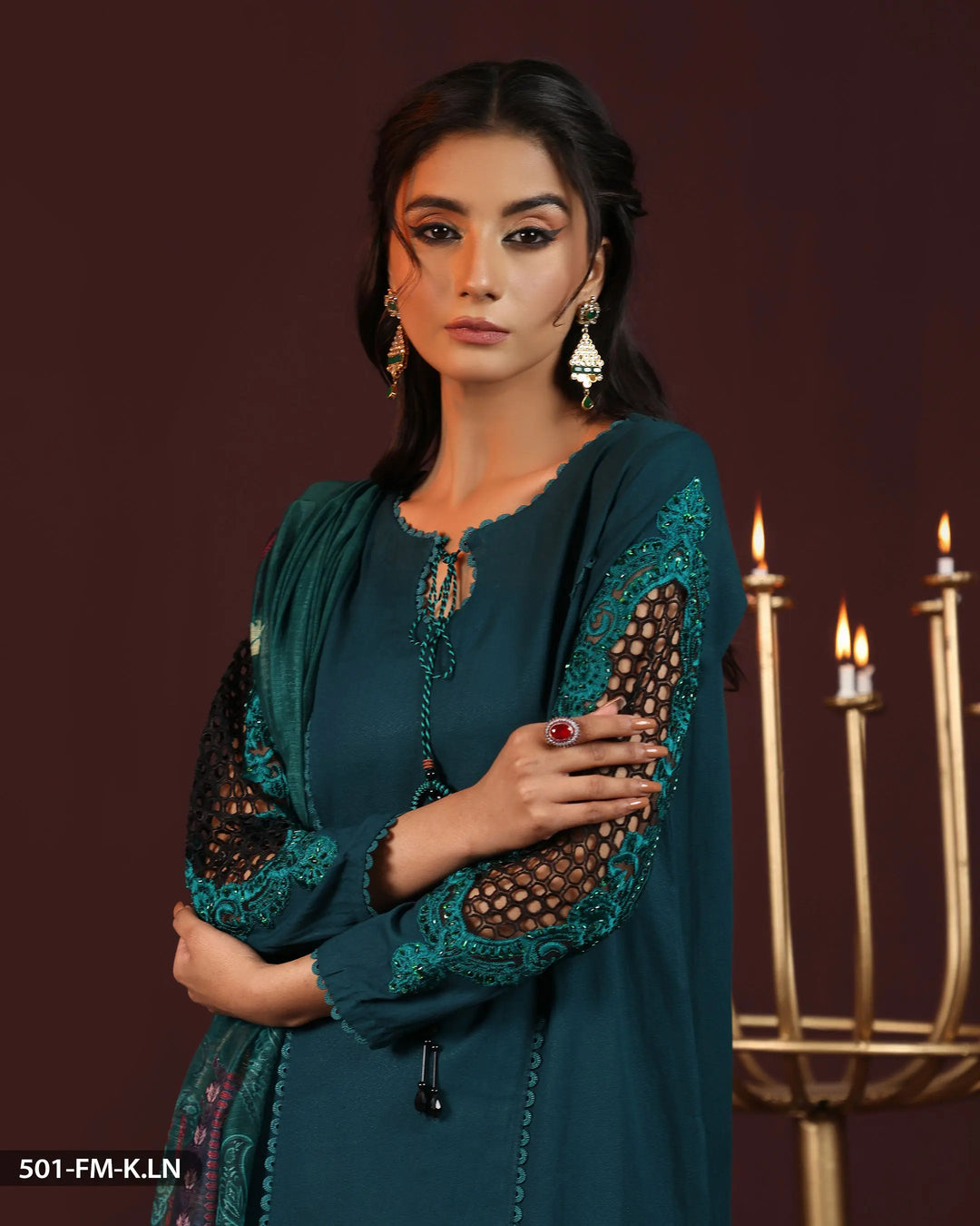 3 Piece Karandi Linen Embroidered Suit | 501-FM-K.LN - Sha Posh Textile