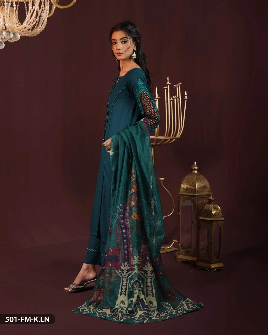 3 Piece Karandi Linen Embroidered Suit | 501-FM-K.LN - Sha Posh Textile