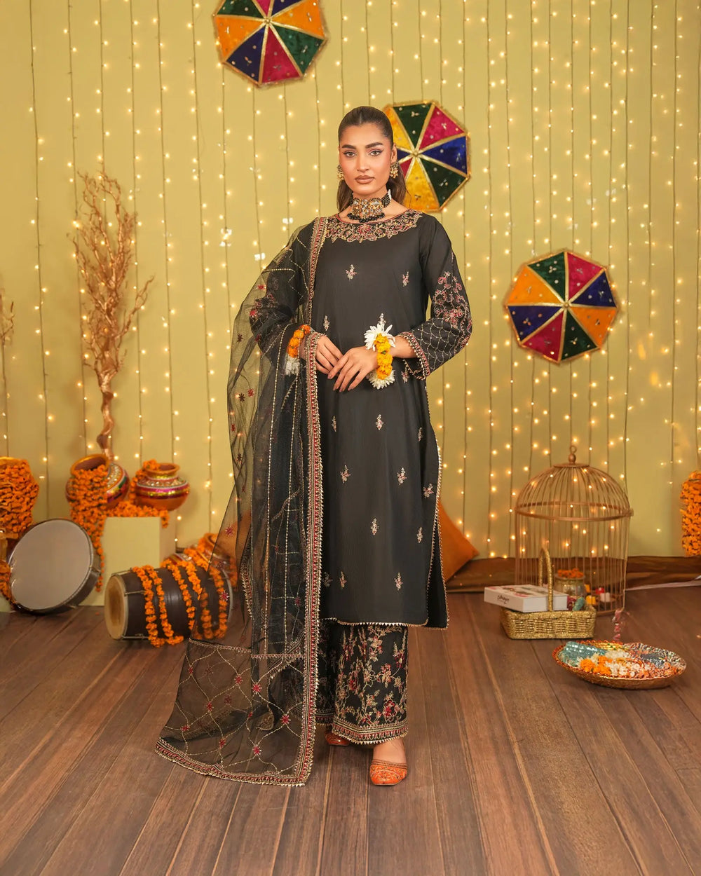 3-Piece Ready-to-Wear Katan Suit | 9733-IG-S.KTN - Sha Posh Textile