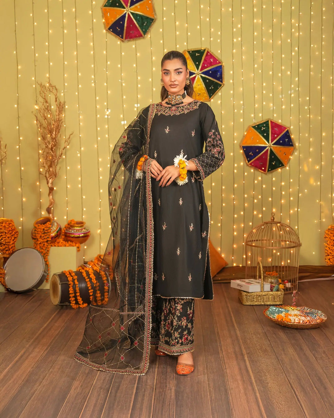 3-Piece Ready-to-Wear Katan Suit | 9733-IG-S.KTN - Sha Posh Textile
