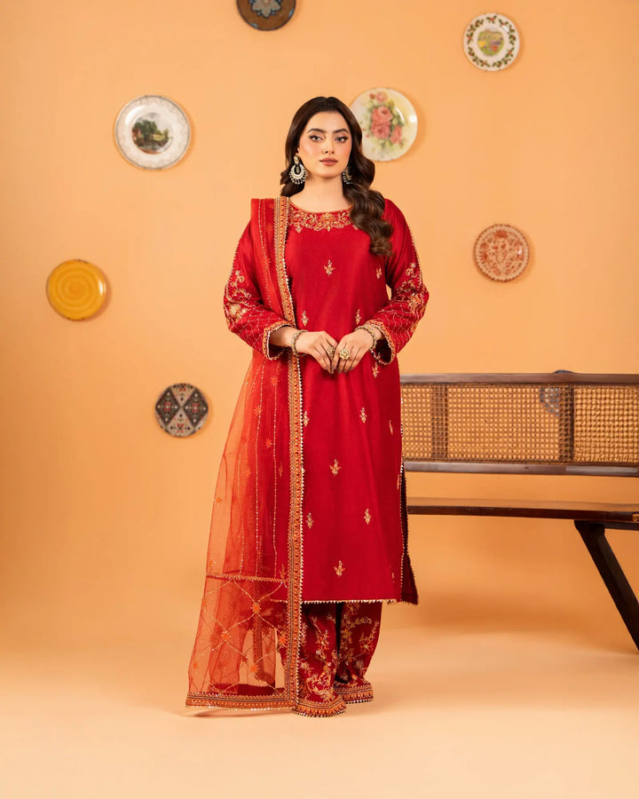 3-Piece Ready-to-Wear Katan Suit | 9733-IG-S.KTN - Sha Posh Textile
