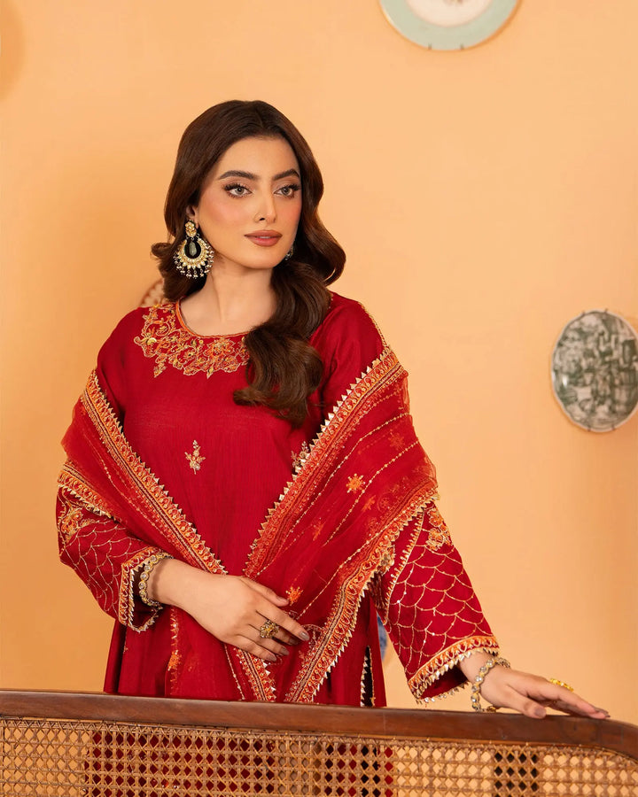 3-Piece Ready-to-Wear Katan Suit | 9733-IG-S.KTN - Sha Posh Textile
