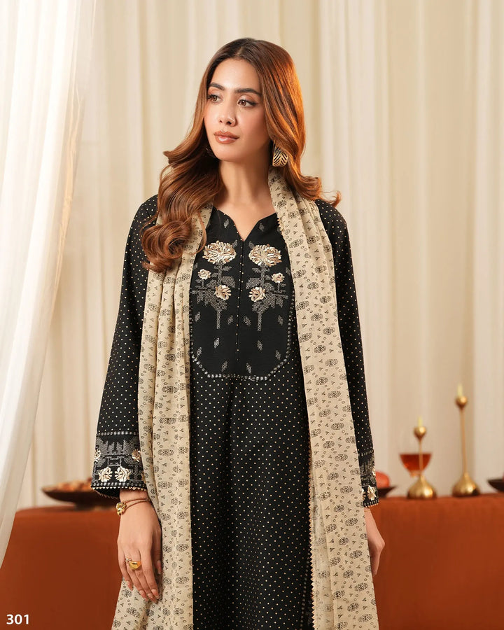 3-Piece Ready-to-Wear Khaddar Suit | 301-BG-KD - Sha Posh Textile
