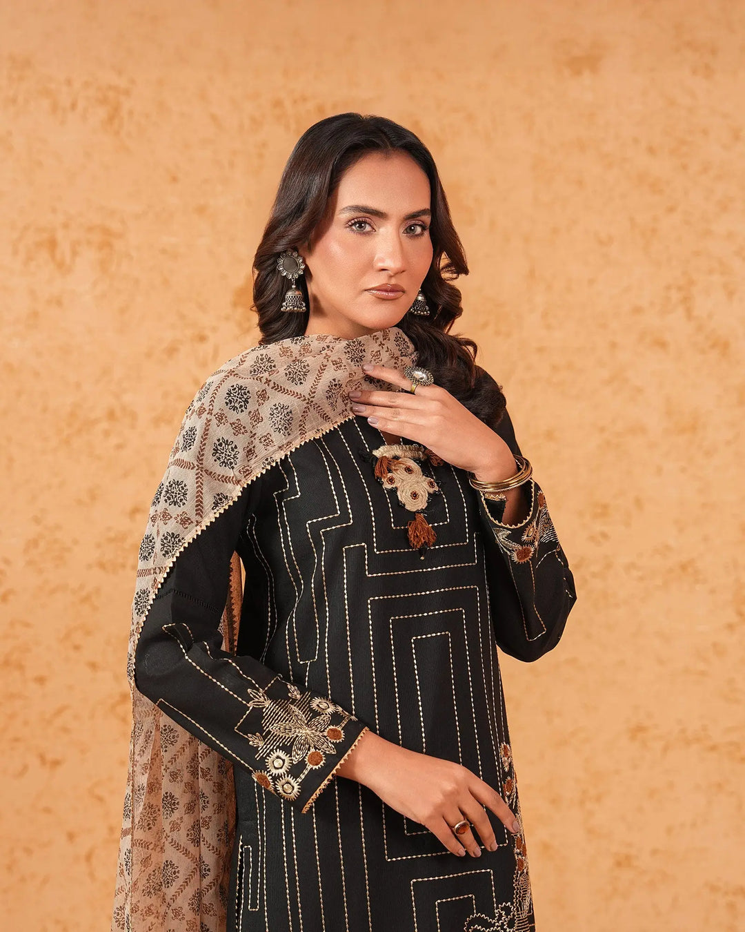 3-Piece Ready-to-Wear Khaddar Suit | 304-BG-KD - Sha Posh Textile