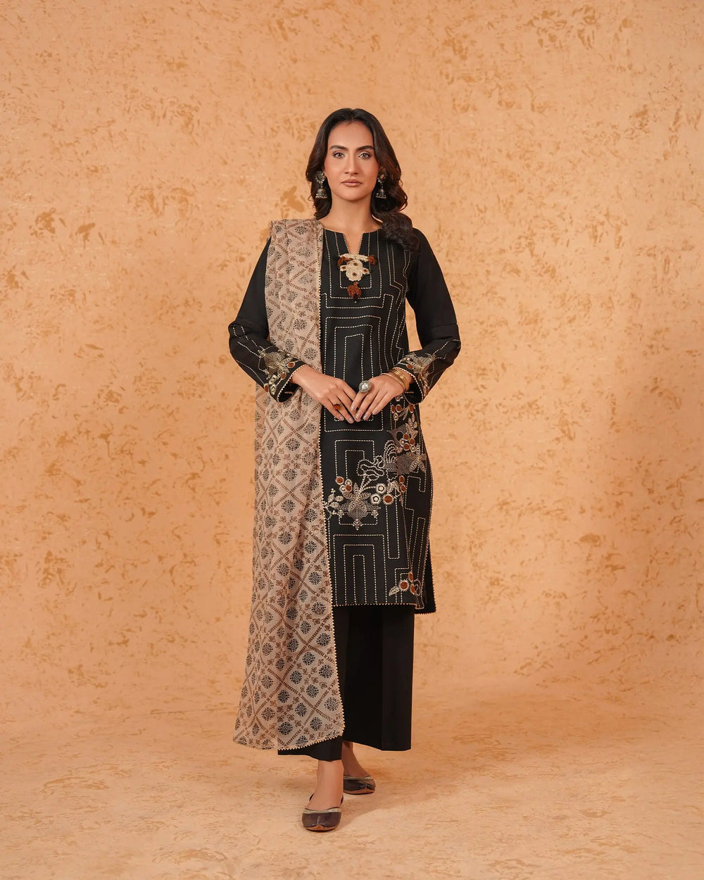 3-Piece Ready-to-Wear Khaddar Suit | 304-BG-KD - Sha Posh Textile