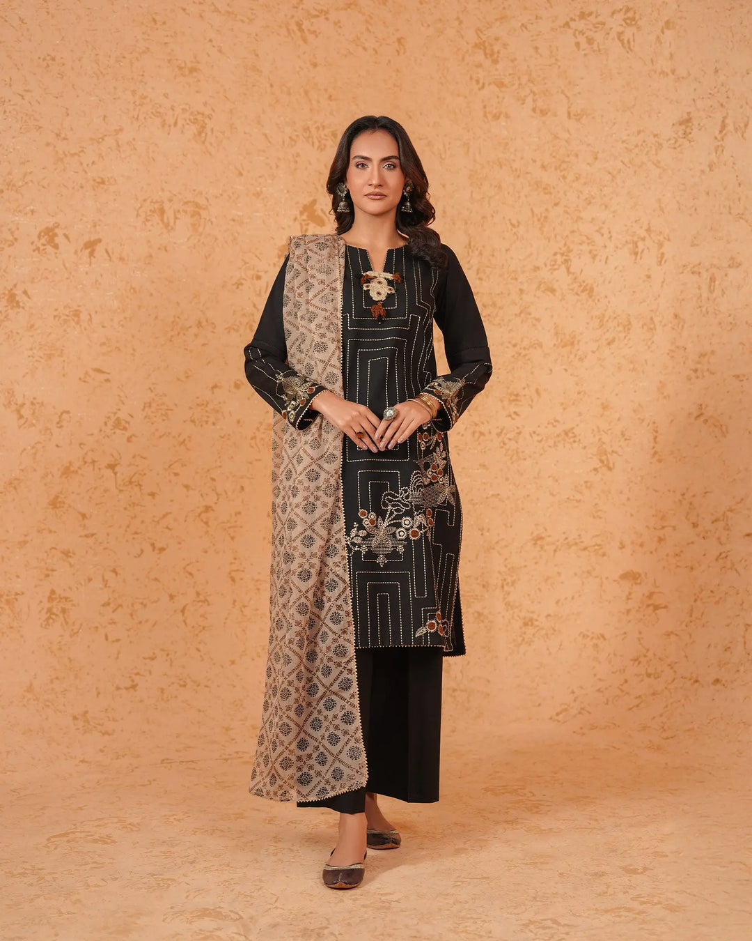 3-Piece Ready-to-Wear Khaddar Suit | 304-BG-KD - Sha Posh Textile