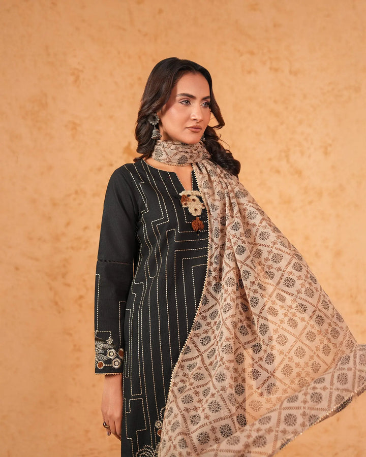 3-Piece Ready-to-Wear Khaddar Suit | 304-BG-KD - Sha Posh Textile