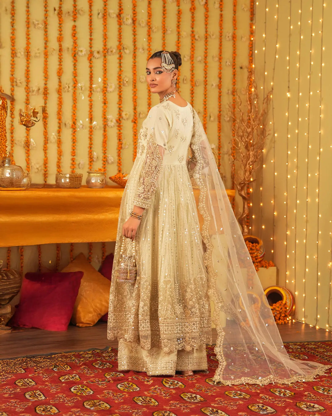 3-Piece Ready-to-Wear Net Frock | 9720-IG-NT - Sha Posh Textile