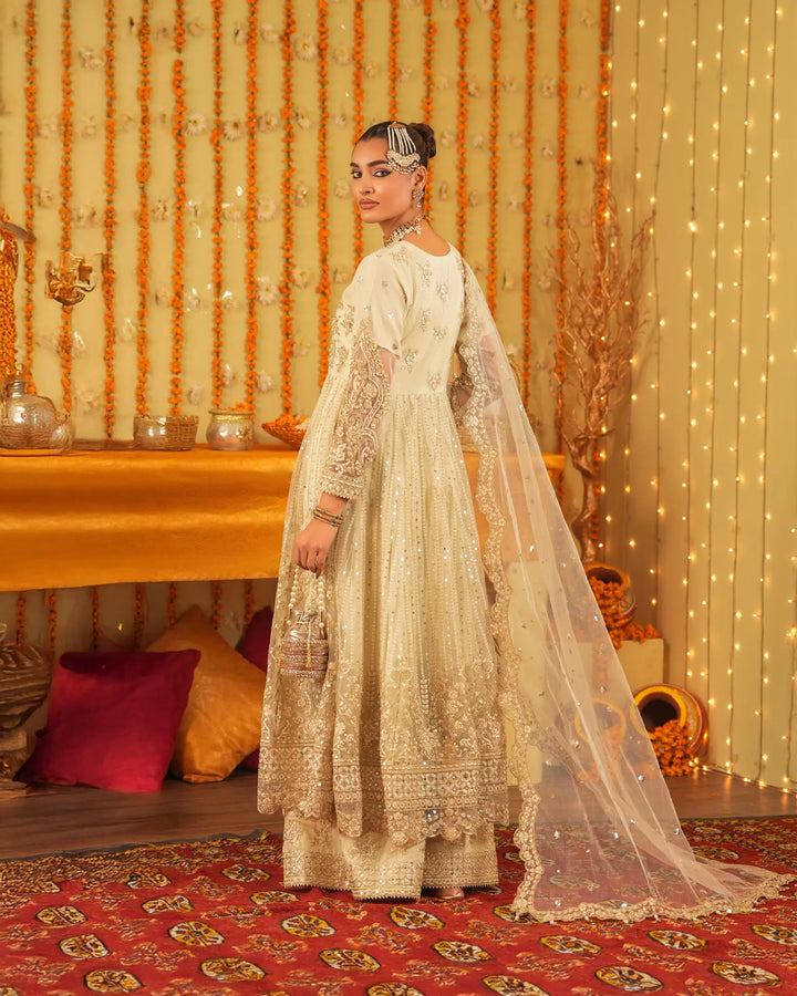 3-Piece Ready-to-Wear Net Frock | 9720-IG-NT - Sha Posh Textile