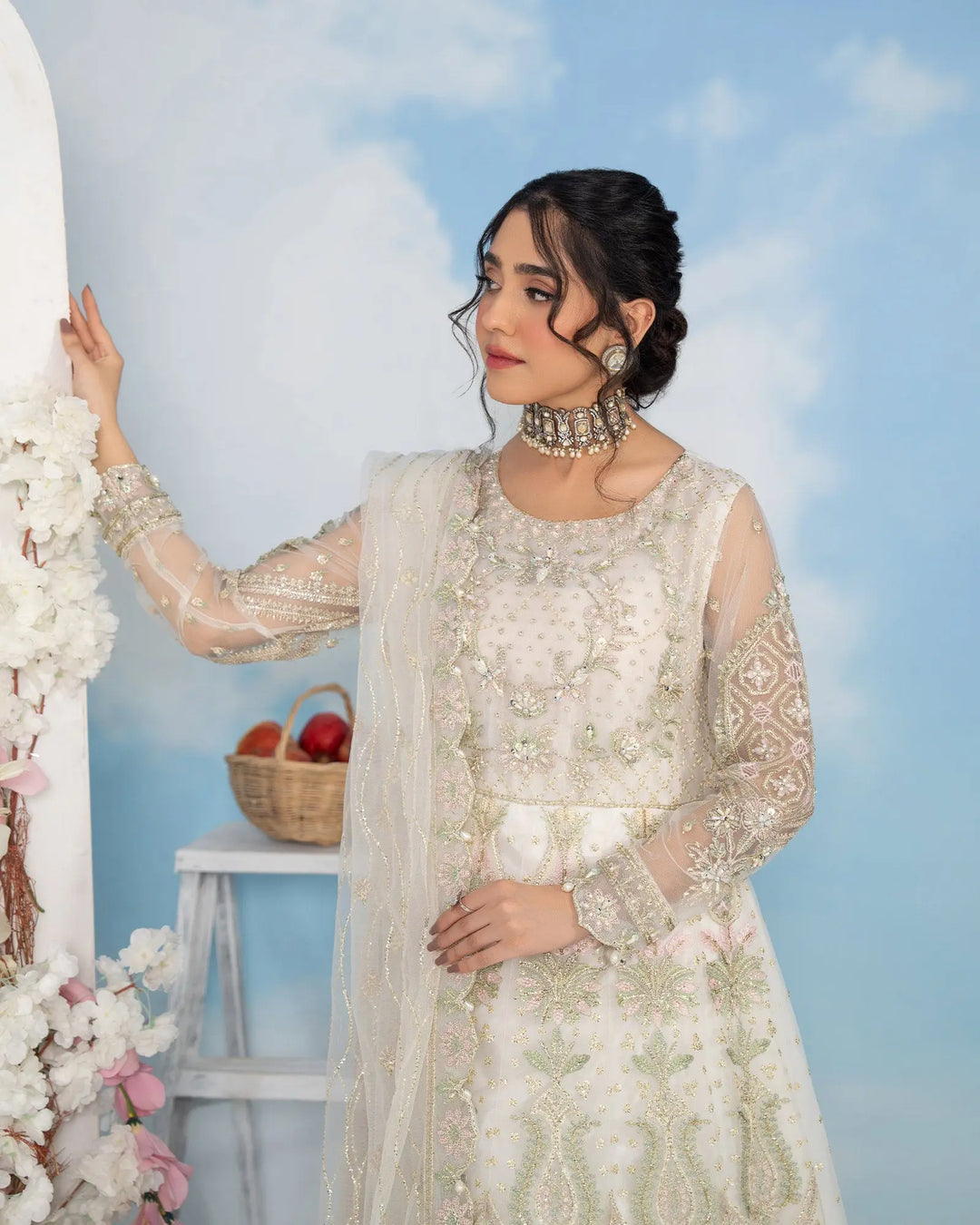 3-Piece Ready-to-Wear Net Maxi | 4082-SJ-NT - Sha Posh Textile