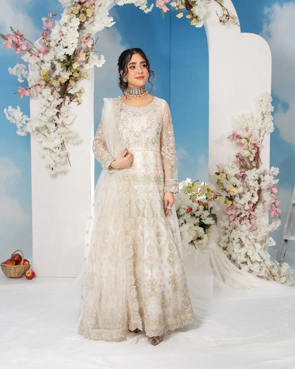 3-Piece Ready-to-Wear Net Maxi | 4082-SJ-NT - Sha Posh Textile