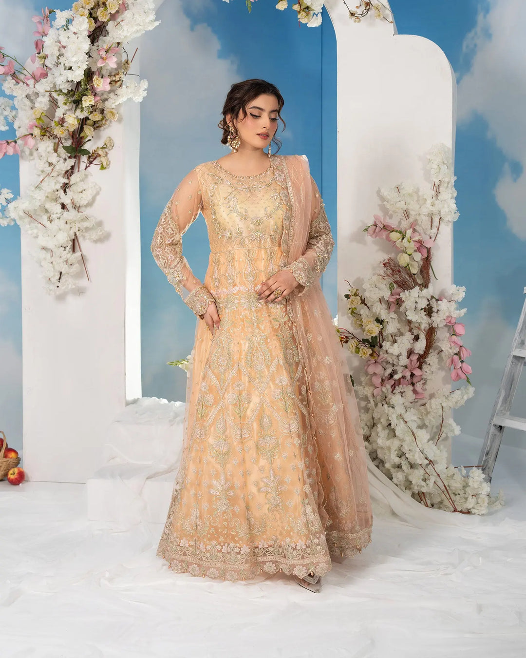 3-Piece Ready-to-Wear Net Maxi | 4082-SJ-NT - Sha Posh Textile