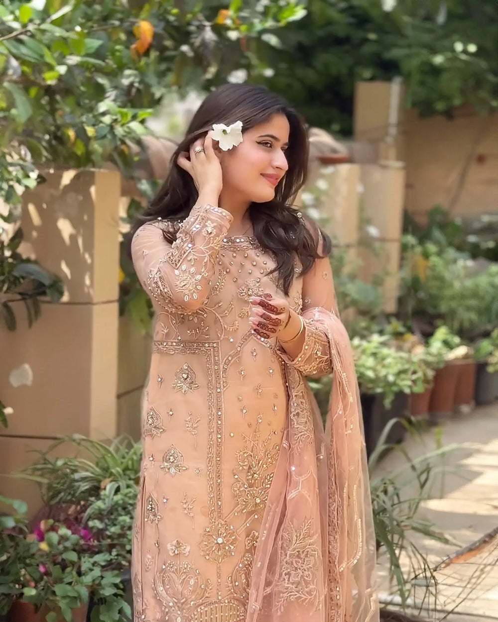 Embroidered Net Suit | 1060-ST-NT - Sha Posh Textile