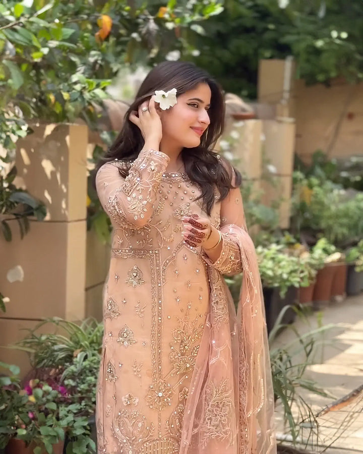 Embroidered Net Suit | 1060-ST-NT - Sha Posh Textile