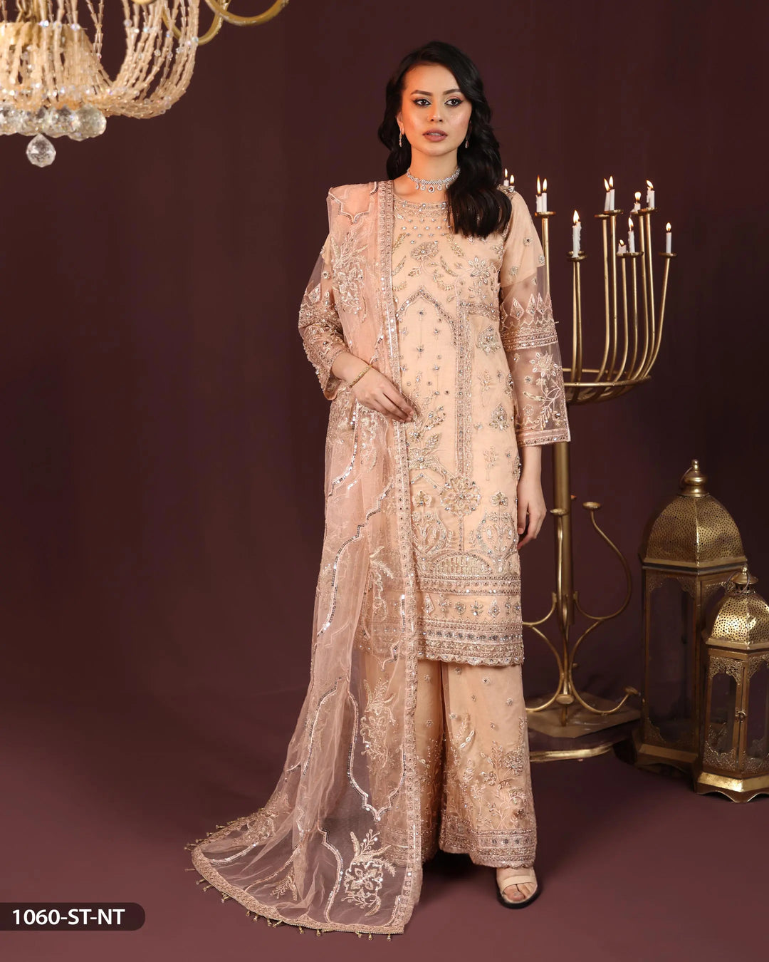 Embroidered Net Suit | 1060-ST-NT - Sha Posh Textile
