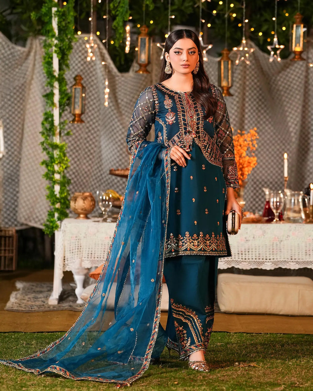 3-Piece Ready-to-Wear Organza Net Suit | 4078-SJ-ORZ Sha Posh Textile