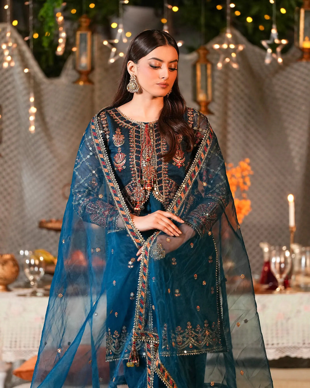 3-Piece Ready-to-Wear Organza Net Suit | 4078-SJ-ORZ Sha Posh Textile