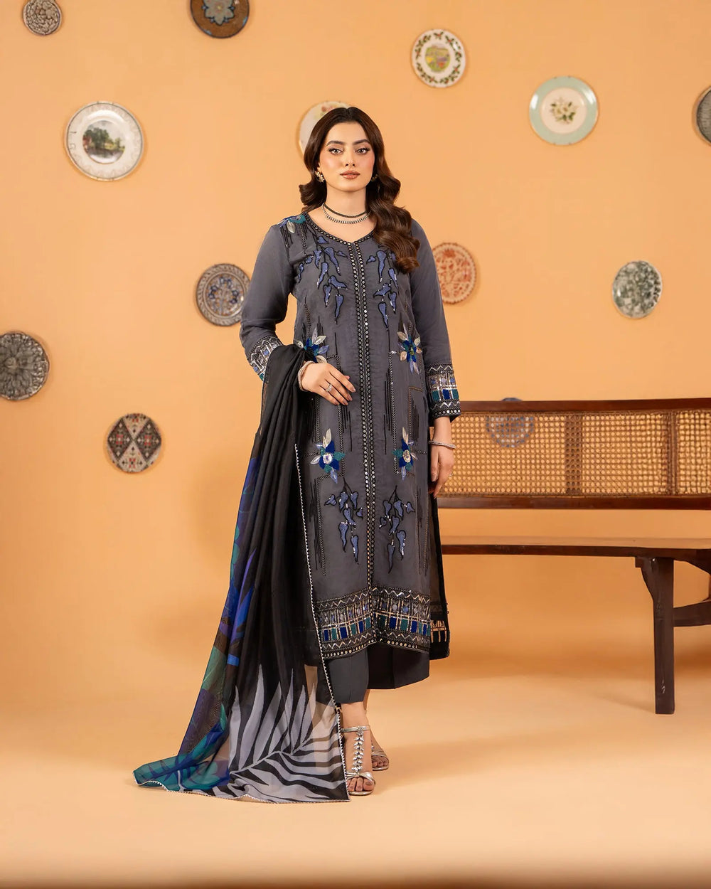 3-Piece Ready-to-Wear Organza Suit | 303-BG-ORZ - Sha Posh Textile