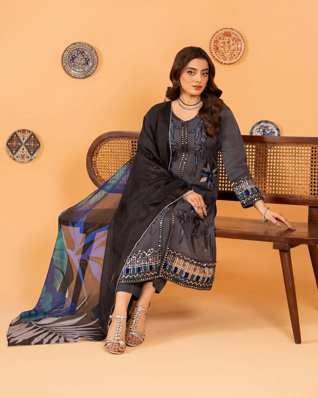 3-Piece Ready-to-Wear Organza Suit | 303-BG-ORZ - Sha Posh Textile
