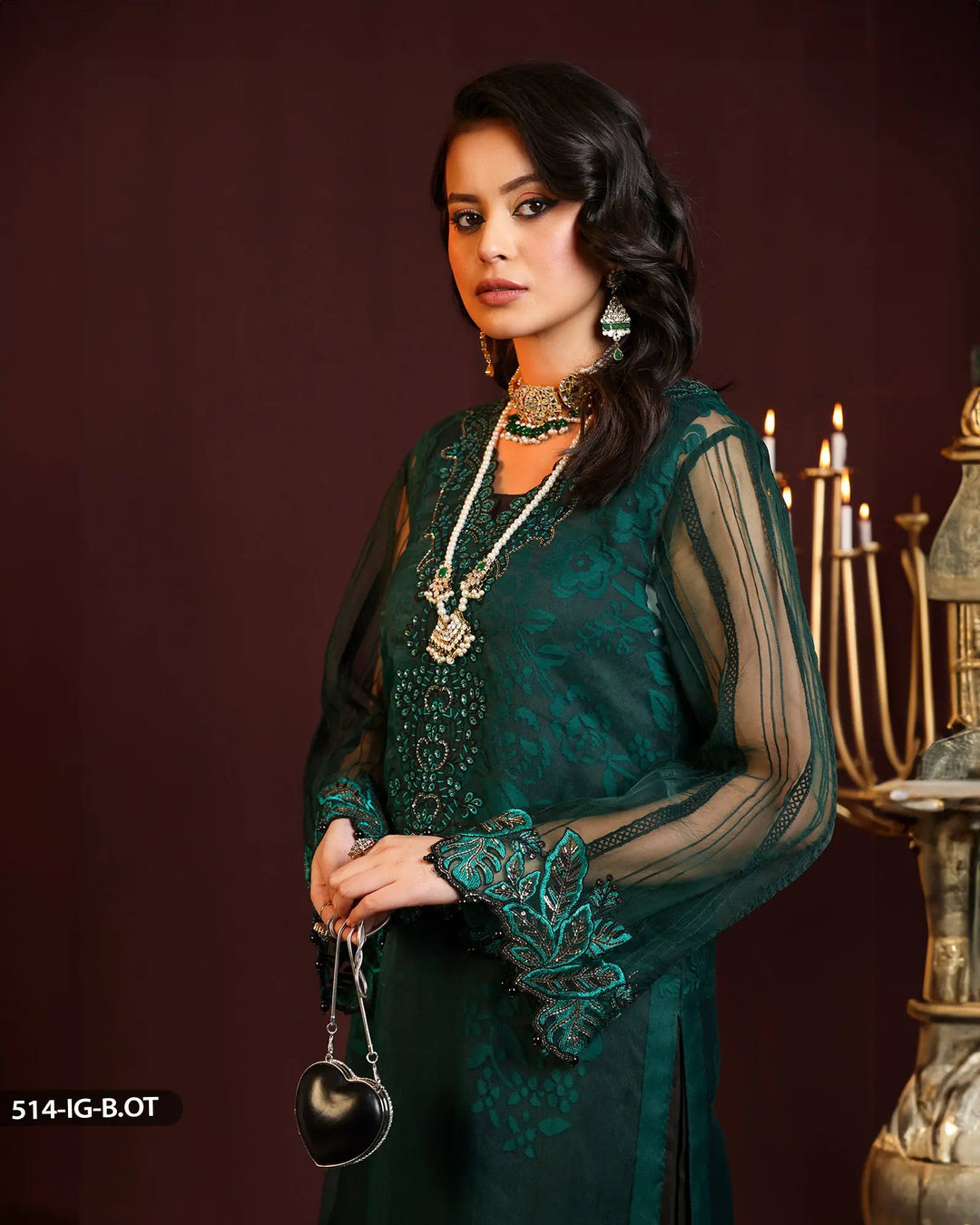 Embroidered Organza Suit | 514-FM-B.O.ORZ - Sha Posh Textile