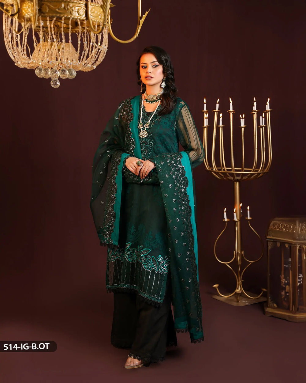 Embroidered Organza Suit | 514-FM-B.O.ORZ - Sha Posh Textile