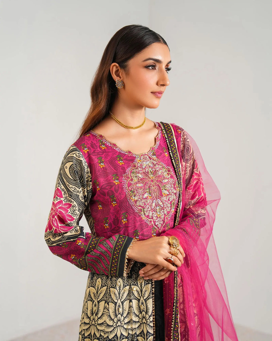 3-Piece Ready-to-Wear Raw Silk Frock | 17223-IG-RWS Sha Posh Textile