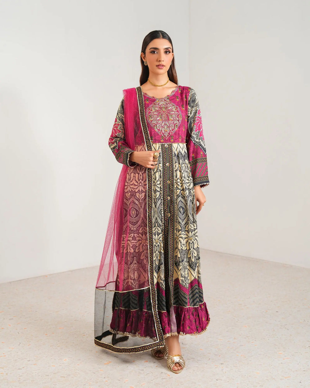 3-Piece Ready-to-Wear Raw Silk Frock | 17223-IG-RWS Sha Posh Textile