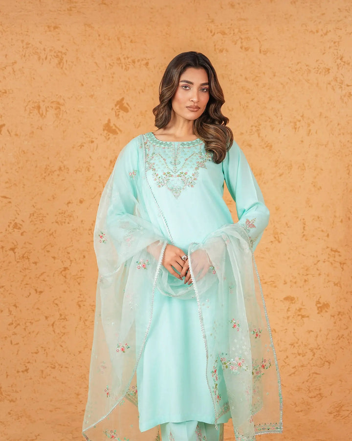3-Piece Ready-to-Wear Raw Silk Suit | 2272-AF-D.RWS - Sha Posh Textile